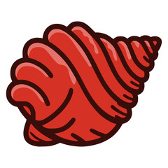 red conch shell wild animal sea marine life flat color vector illustration template design