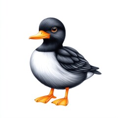 Obraz premium Cute cartoon bird character with bright orange beak and detailed feathers, perfect for children's design projects