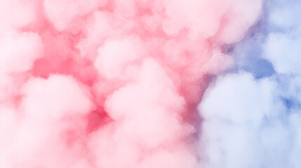 Soft pink and blue clouds create dreamy atmosphere