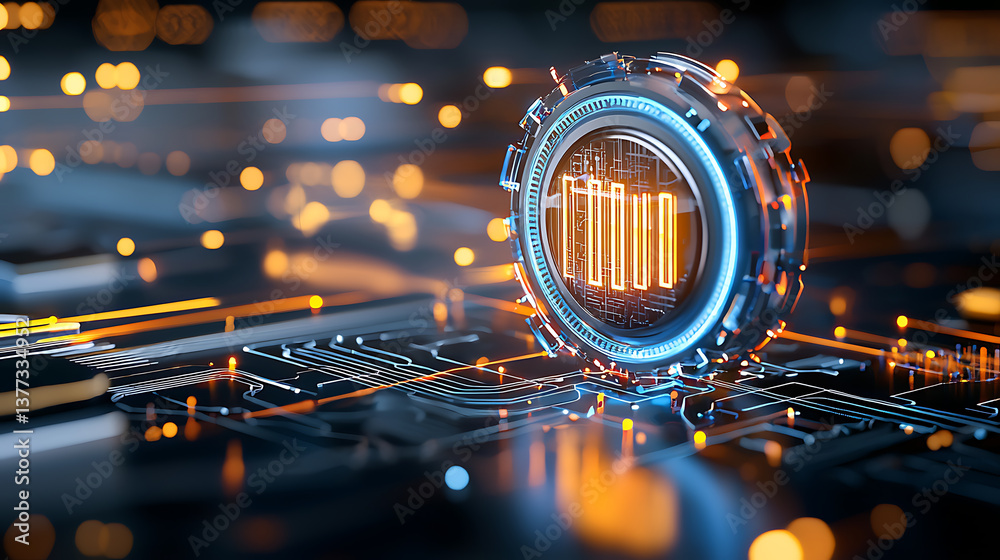 Poster digital currency interface virtual space 3d render futuristic environment close-up view technology c