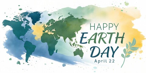 Obraz premium Earth Day Watercolor Illustration , Eco-Friendly Nature Background for April 22