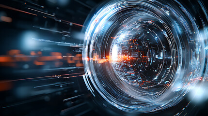 Dynamic energy flowing through a digital portal virtual space abstract imagery sci-fi environment futuristic viewpoint