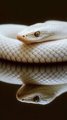 Fototapeta premium white predatory snake with matte skin, in luxury photography