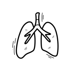 Hand Drawn Lungs Illustration. Doodle Vector. Isolated on White Background - EPS 10 Vector
