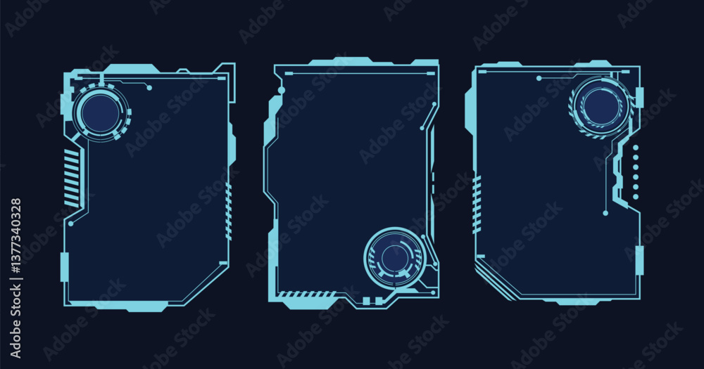 Aufkleber Frames HUD futuristic style. Game stream frame.Abstract geometric patterns. Futuristic technology icons, digital technology on a dark blue background.	