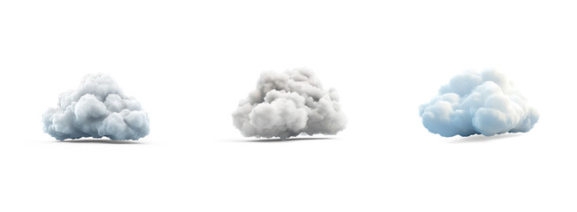 Collection of 3D cloud data isolate on transparent background