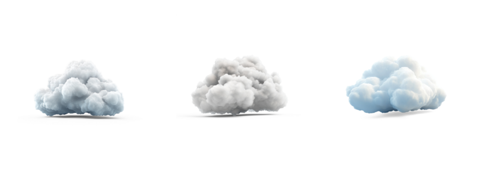 Collection of 3D cloud data isolate on transparent background - Powered by Adobe