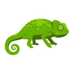 Obraz premium Vibrant Green Chameleon with Curled Tail Illustration