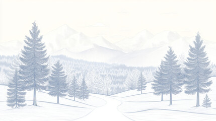 Naklejka premium serene landscape featuring tall trees and mountains