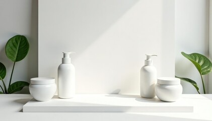 Pure white backdrop, minimalist product display, matte, hygiene, skincare