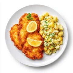 Naklejka premium Delicious schnitzel with lemon
