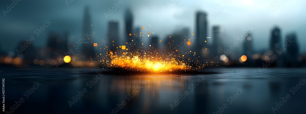 Poster futuristic visualization of a complex data driven urban landscape featuring a cinematic display of i