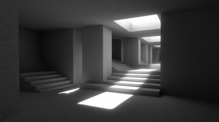 Fototapeta premium Minimalist interior with light and shadows creating depth