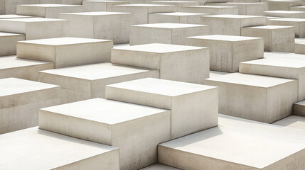 Modern geometric concrete structures create unique visual