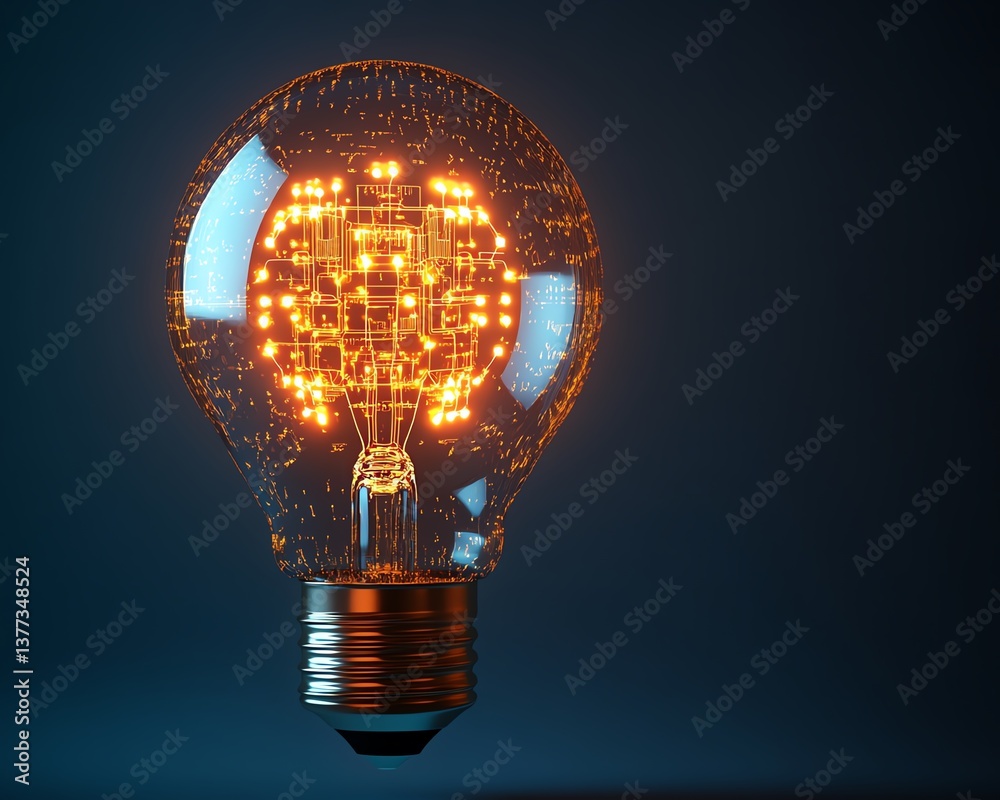 Aufkleber a light bulb glowing with intricate digital circuits, symbolizing technological advancement and inno