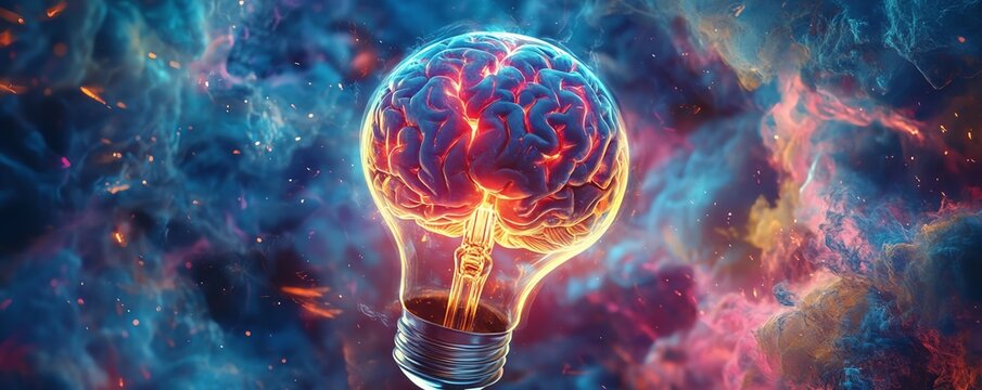 A lightbulb exploding in neon colors