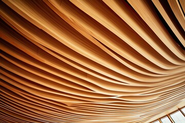 Wooden ceiling panels in flowing design