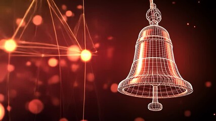 Wireframe bell on red bokeh background - Powered by Adobe