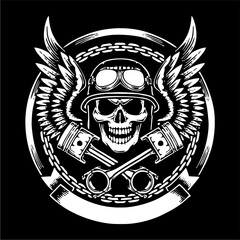 Skull logo with wing ornaments suitable for motorcycle clubs