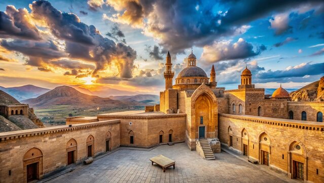 Panoramic View of Ishak Pasha Palace Courtyard, Dogubeyazit, Turkey