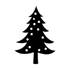 Fototapeta premium Black Christmas Tree Silhouette with Snow