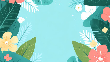 Fototapeta premium Bright floral design with leaves and flowers