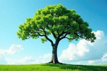 Fototapeta premium Branches of the isolated tree stretching towards sky, solitary, tree branches, forest