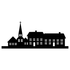 Fototapeta premium Black Silhouette Church Building Outline
