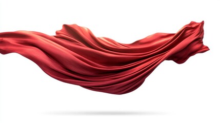 Vector Set of Flowing Red Superhero Cloaks Billow Behind Isolated on White Background. Crimson Super Hero Capes