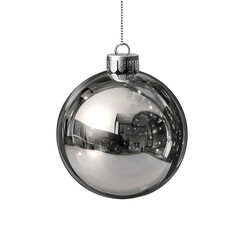 Silver Christmas Ball PNG silver Christmas ball PNG shiny silver ornament PNG transparent background image