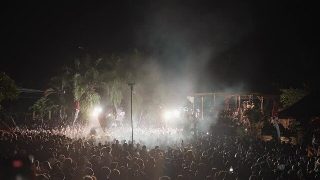 Ubud, Indonesia - March 28, 2025: The Ogoh-Ogoh parade a special street celebration only on Bali on the night before Nyepi Hindu New Year