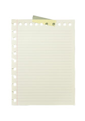 "Torn Notebook Paper with Yellow Sticky Note and Adhesive Tape"