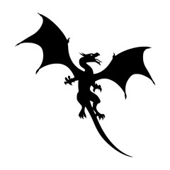 Fototapeta premium Black Dragon Silhouette Flying