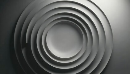 Obraz premium Subtle grayscale gradient forming concentric circles, abstract, optical