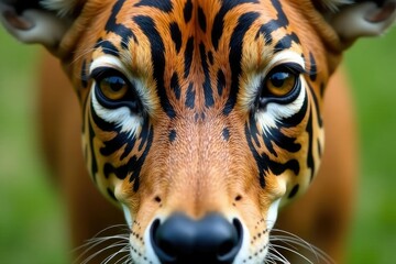 Symmetrical face markings on animal, intricate detail, fauna, mask, creature