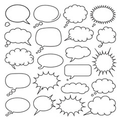 Fototapeta premium Set of comic-style speech and thought bubbles for communication