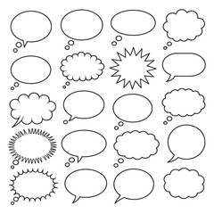 Set of comic speech bubbles for communication and dialogue