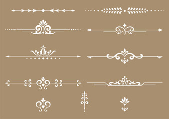 Set of decorative frames Elegant vector element for design in Eastern style, place for text. Floral beige and white borders. Lace illustration for invitations and greeting cards