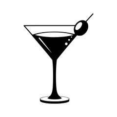 Martini Icon - Black & White