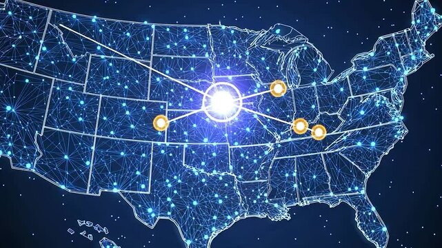 US network map showing interconnected nodes
