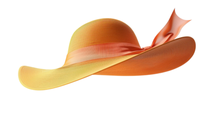 Stylish and sophisticated wide brimmed hat in a warm vibrant orange and yellow color palette perfect for summer beach or vacation attire