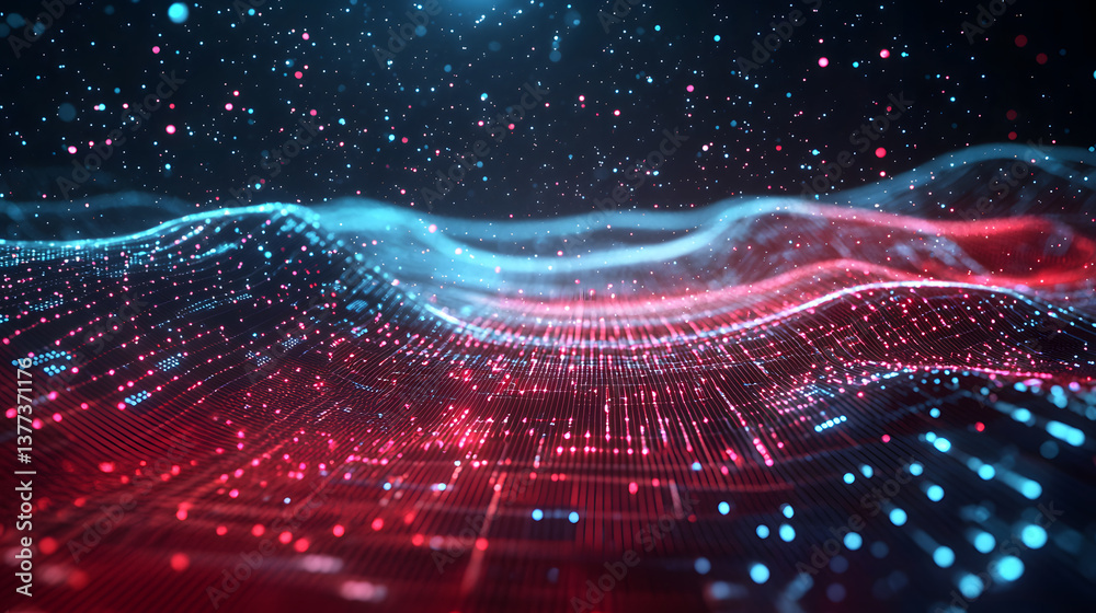 Poster dynamic action of abstract data flow digital space background wallpaper futuristic environment wide-