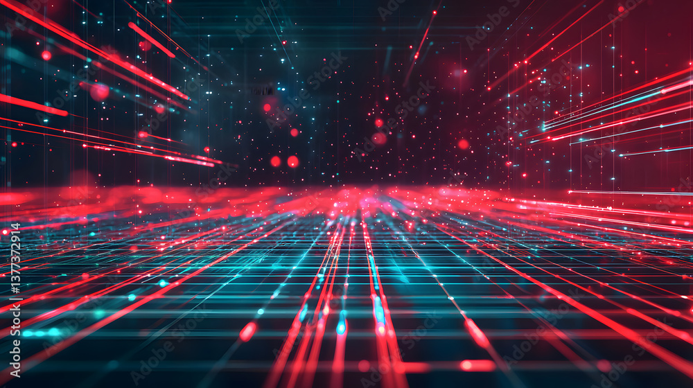 Poster dynamic abstract data flow wallpaper with glowing lines futuristic background digital environment