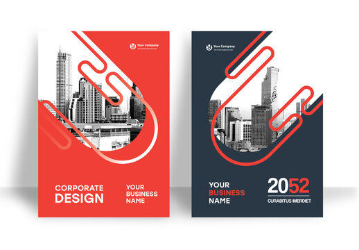 Business Report Cover Template &ndash; Red and Black graphic elements Geometric Layout (A4)
