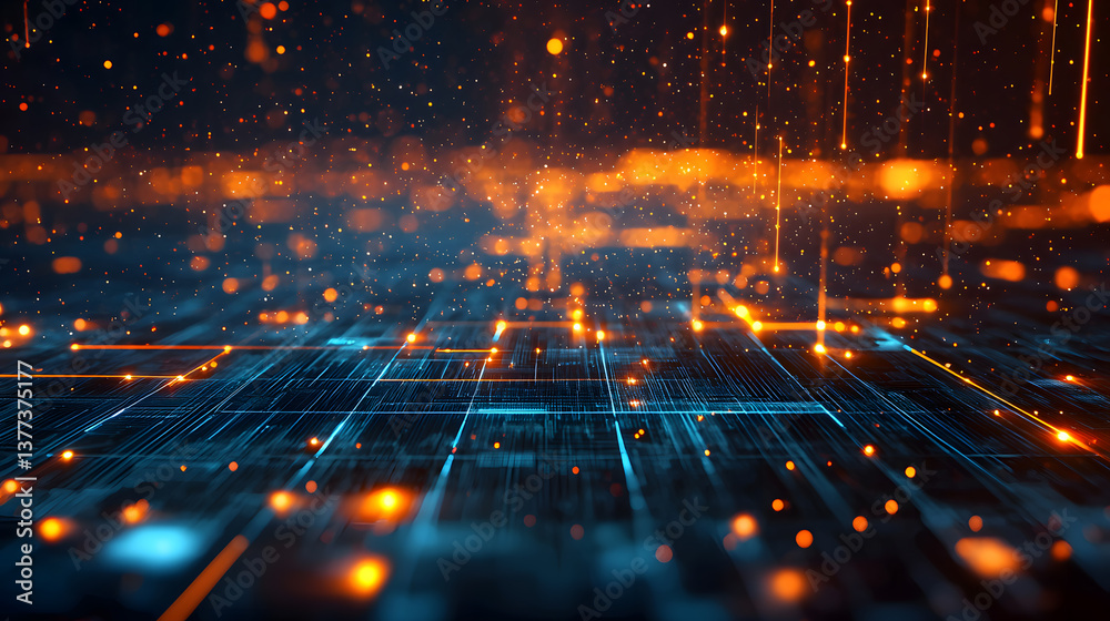 Poster dynamic abstract data flow background wallpaper with glowing lines digital environment concept art v