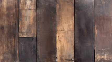 Textured Wooden Planks in Brown and Black Tones with Unique Grain Patterns and Finishes