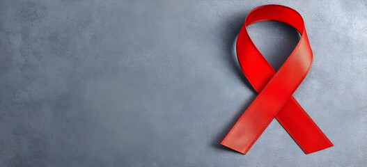 A striking red ribbon symbolizes awareness and support for various social issues, conveying unity and hope in a compassionate manner.