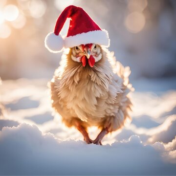 santa claus with a chicken