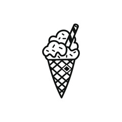 Ice Cream Cone Outline: Sweet Treat Design and Summer Icon