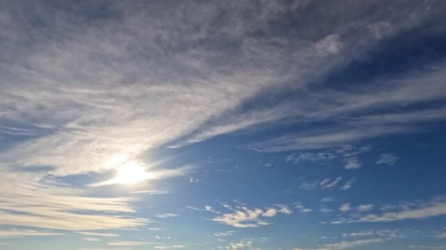 sky timelapse of small clouds and sun for weather forecast